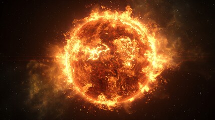 Wall Mural - Sun, massive solar flare, massive explosion.