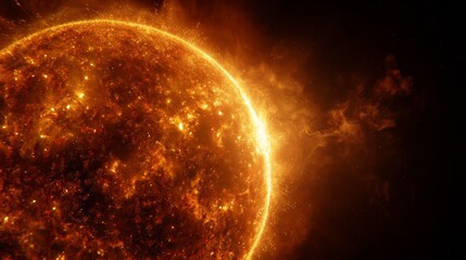 Wall Mural - Sun, massive solar flare, massive explosion.