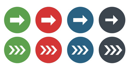 Arrow Icon Set Vector Design with Directional Symbols in Circle Buttons