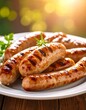 © Dan Marsh - bratwurst sausages on a plate