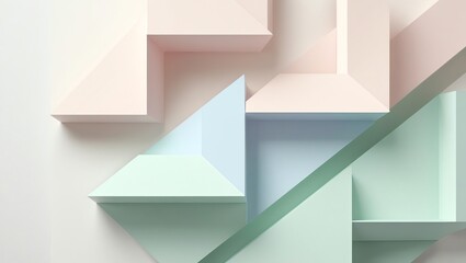Wall Mural - abstract pastel geometric shapes composition: a playful exploration of form and color