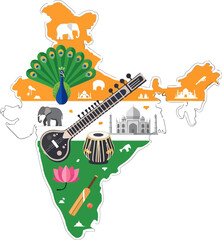  Vibrant Artistic Map of India Highlighting Cultural Diversity and Landmarks in a Creative Design
