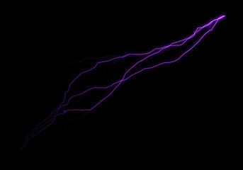 Wall Mural - intricate purple lightning bolt streaks across a pitch-black background. the glowing lines create a 