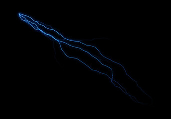 Wall Mural - electric blue energy streaks across a pitch-black background, resembling a lightning bolt or plasma 