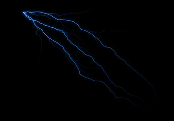 Wall Mural - abstract image of blue electric energy streaks on a black background, resembling a lightning bolt or