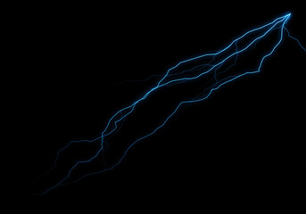 Wall Mural - abstract image of a vibrant blue lightning bolt streaking across a pitch-black background. the bolt'