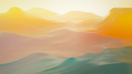 Canvas Print - abstract landscape of rolling hills in soft pastel colors and golden light image photo