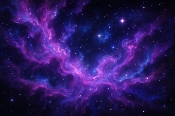 Wall Mural - Nebula cosmic dust clouds creating vibrant purple and blue stellar formations in deep space