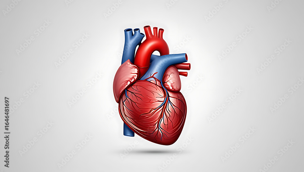Realistic human heart anatomy with major blood vessels detailed Stock ...