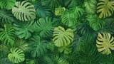 Lush Tropical Green Monstera Leaves Background