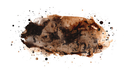 Wall Mural - watercolor splatters of brown and tan with dispersed spots against a transparent space