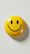© EarthWalker - Cute funny yellow smile emoji. Cartoon smiley face emotion icon on white background