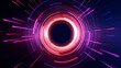 © admin_design - A futuristic circular tunnel passageway with glowing vibrant neon lights creating a mesmerizing and abstract science fiction visual.