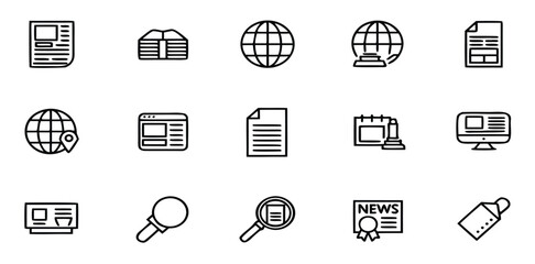 Modern news and media icons for digital and print projects
