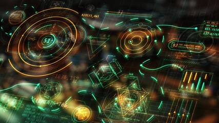 Canvas Print - futuristic head-up display showing interactive data analysis