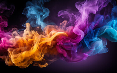 Wall Mural - colorful smoke on black background