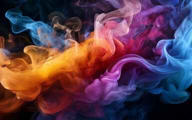 Wall Mural - colored smoke on black background
