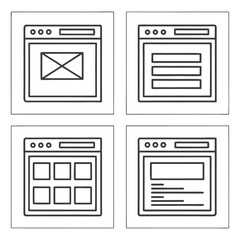 Web page layout wireframe icons web design template