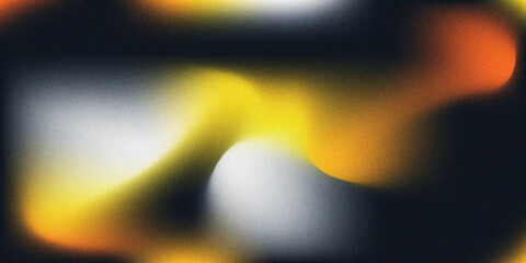 Wall Mural - vibrant orange blue and black gradient background with abstract glowing colors and dark noise textur