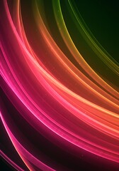 Wall Mural - a glowing, luminous abstract wave of light in shades of pink, orange, and red against a dark backdro