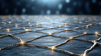 Illuminated grid pattern on dark surface creates captivating visual effect
