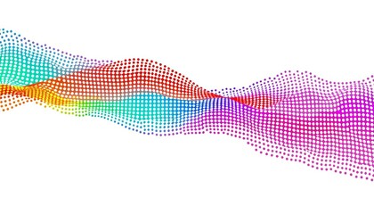 Wall Mural - Abstract colorful dots forming wavy flow, isolated on white  Vector illustration for technology, energy, science, music concepts,  wavy,  white