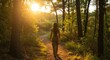 © Arcadia - Woman Walking on Forest Path at Sunset