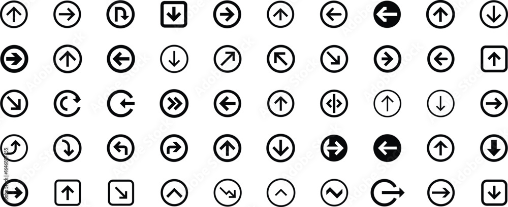 Circle Outline Arrow Icons . Navigation, Direction, and Pointer Vector ...