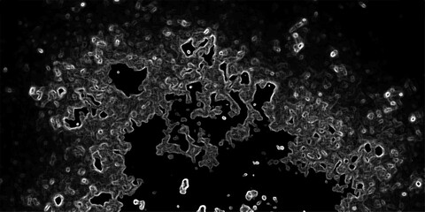 Wall Mural - abstract black background with intricate white contour lines forming organic, fluid, and swirling pa