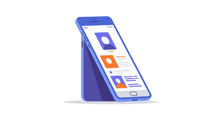Wall Mural - modern isometric smartphone displaying social media profile on white background