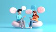 © Gaming - Cartoon characters having digital conversation