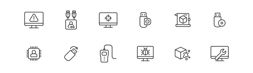 Wall Mural - Cybersecurity and data protection line icon set. secure technology, network safety icons