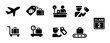 © Hubba Bubba - Travel and tourism silhouette icon set. vacation, airport, baggage icons collection