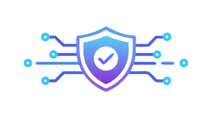Cyber security shield with check mark for data protection and network security solutions online icon vector