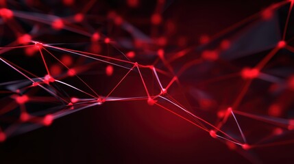 Wall Mural - abstract digital network with glowing red nodes and lines creating a dynamic visual effect