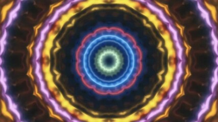 Wall Mural - vibrant neon colors blend seamlessly in a circular kaleidoscope design, forming a mesmerizing symmet