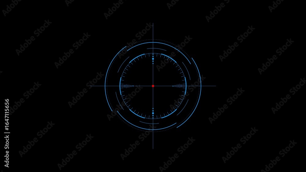 Targeting Reticle Texture Blue digital targeting reticle with red center dot and crosshairs on ...