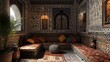 © Summer Saddique - Intricate moroccan interior with traditional seating and decorative tiles