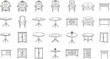© Aquib - line art set of icons depicting furniture illustrations vectors symbols icons	transparent background