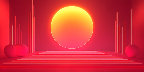 Wall Mural - Neon Red Abstract Stage Design