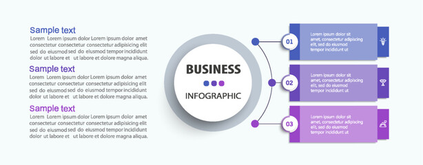 Wall Mural - modern business infographic template with 3 options or steps