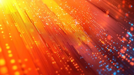 Wall Mural - Abstract Orange Data Stream with Glowing Particles and Lines.