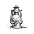 © Maestro - Vintage kerosene lantern isolated on white background in sketchy style