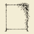© Natalya - Black and white illustration of a garden trellis with climbing plants in a minimalist style