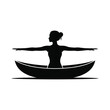 © vector element - Silhouette of woman in boat performing yoga pose