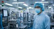 © m0lydar - Cleanroom Manufacturing Factory Worker Operating Precision Machines in Protective Gear