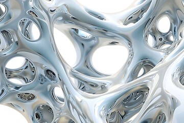 Canvas Print - Abstract Chrome Organic Structure:  Futuristic, Sleek, and Modern 3D Render