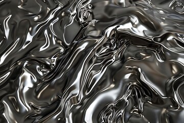 Canvas Print - Abstract Liquid Metal: Dark Chrome, Sleek, Reflective, and Luxurious Texture Background