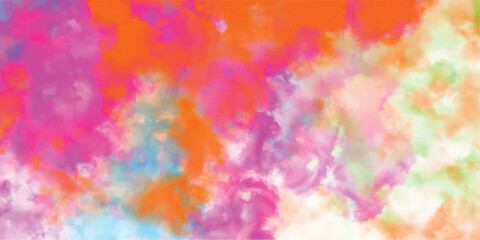 Wall Mural - abstract watercolor background with splashes of pink orange blue and green colorful artistic design 