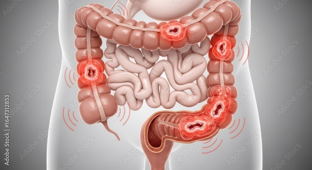 Internal Coln System Stock-Illustration „Computer graphic of the digestive system with ...